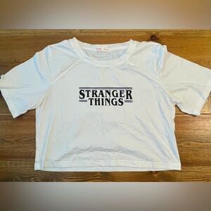 Stranger Things | White Short Sleeve Cropped Shirt | T Shirt | Women’s Medium